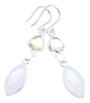 StarGems® Natural Moonstone Citrine Handmade 925 Sterling Silver Earrings 2 F5979