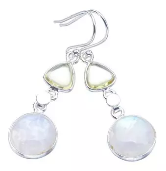 STARGEMS ® Серьги из стерлингового серебра 925 пробы с натуральным лунным камнем и цитрином, 1,75 дюйма F5956