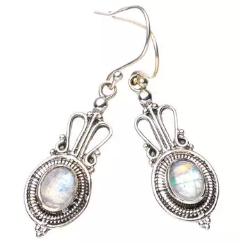 STARGEMS ® Серьги ручной работы из стерлингового серебра 925 пробы с натуральным лунным камнем в форме короны 1,75 дюйма E5607