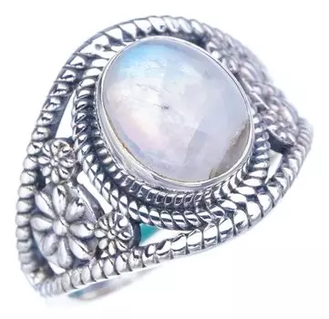 StarGems® Natural Moonstone DaisyHandmade 925 Sterling Silver Ring 7.75 F2725