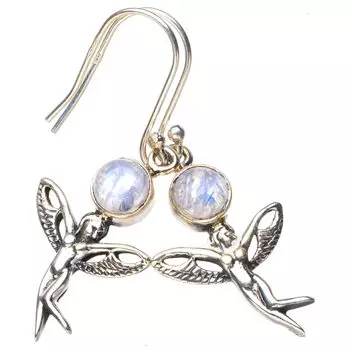 StarGems® Natural Moonstone Fariy Handmade 925 Sterling Silver Earrings 1.5 E5626