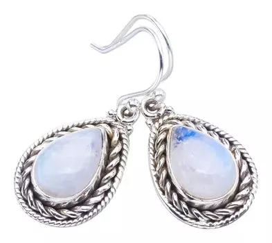 StarGems® Natural Moonstone Handmade 925 Sterling Silver Earrings 1.25 F5936