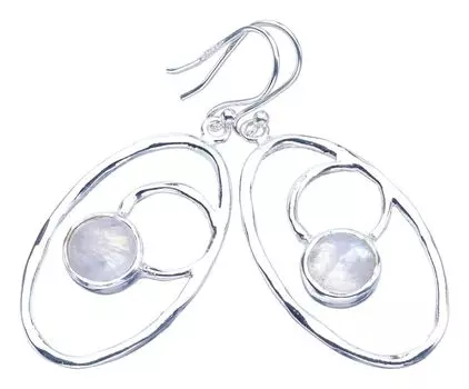 StarGems® Natural Moonstone Handmade 925 Sterling Silver Earrings 2 F5957