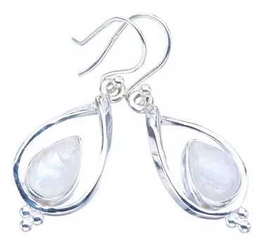 StarGems® Natural Moonstone Handmade 925 Sterling Silver Earrings 1.5 F5922