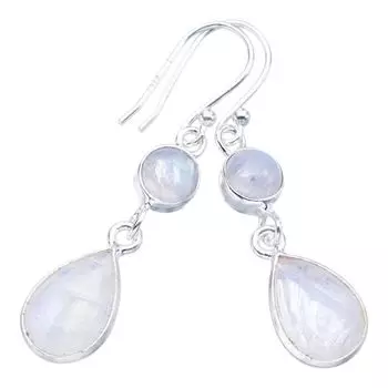 StarGems® Natural Moonstone Handmade 925 Sterling Silver Earrings 1.5 F5916