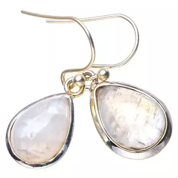 STARGEMS ® Серьги ручной работы из стерлингового серебра 925 пробы с натуральным лунным камнем 1,25 дюйма E5566