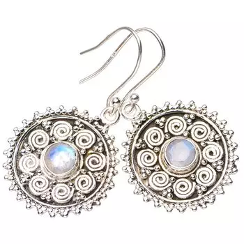 StarGems® Natural Moonstone Handmade 925 Sterling Silver Earrings 1.75 E5588