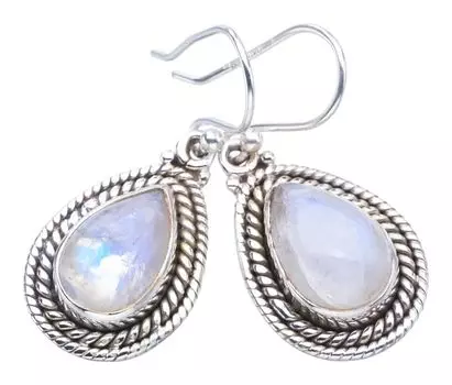 StarGems® Natural Moonstone Handmade 925 Sterling Silver Earrings 1.25 F5941