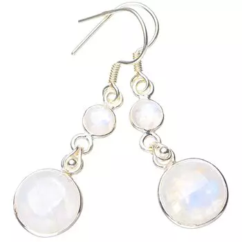 StarGems® Natural Moonstone Handmade 925 Sterling Silver Earrings 1.75 E5637