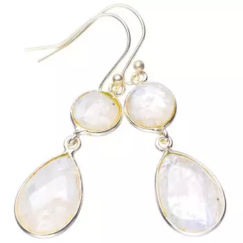 StarGems® Natural Moonstone Handmade 925 Sterling Silver Earrings 1.75 E5578