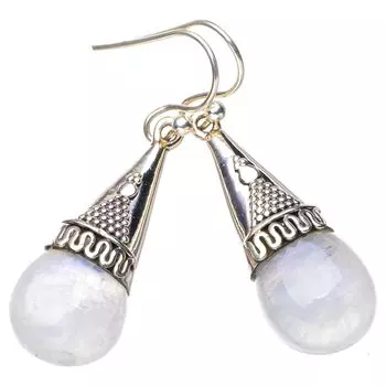 STARGEMS ® Серьги ручной работы из стерлингового серебра 925 пробы с натуральным лунным камнем 1,5 дюйма E5615