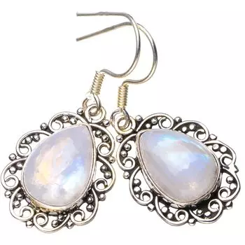 STARGEMS ® Серьги ручной работы из стерлингового серебра 925 пробы с натуральным лунным камнем 1,5 дюйма E5580