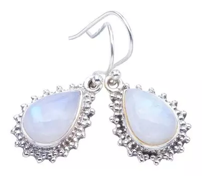 STARGEMS ® Серьги ручной работы из стерлингового серебра 925 пробы с натуральным лунным камнем 1,25 дюйма F5935