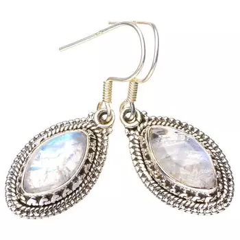 STARGEMS ® Серьги ручной работы из стерлингового серебра 925 пробы с натуральным лунным камнем 1,5 дюйма E5644