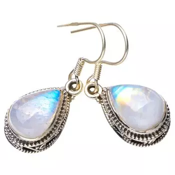 STARGEMS ® Серьги ручной работы из стерлингового серебра 925 пробы с натуральным лунным камнем 1,25 дюйма E5550