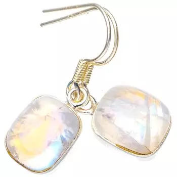 STARGEMS ® Серьги ручной работы из стерлингового серебра 925 пробы с натуральным лунным камнем 1,25 дюйма E5651