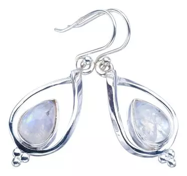StarGems® Natural Moonstone Handmade 925 Sterling Silver Earrings 1.5 F5910