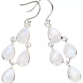 StarGems® Natural Moonstone Handmade 925 Sterling Silver Earrings 2 E3524-7