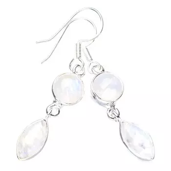 STARGEMS ® Серьги ручной работы из стерлингового серебра 925 пробы с натуральным лунным камнем 1,75 дюйма E5648