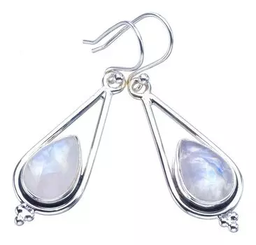 STARGEMS ® Серьги ручной работы из стерлингового серебра 925 пробы с натуральным лунным камнем 1,75 дюйма F5907