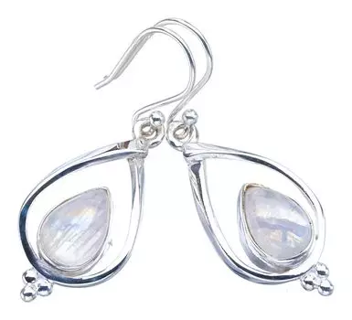 StarGems® Natural Moonstone Handmade 925 Sterling Silver Earrings 1.5 F5926