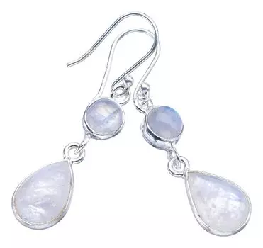 StarGems® Natural Moonstone Handmade 925 Sterling Silver Earrings 1.75 F5911