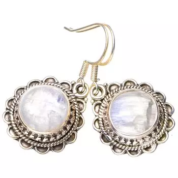 STARGEMS ® Серьги ручной работы из стерлингового серебра 925 пробы с натуральным лунным камнем 1,5 дюйма E5619