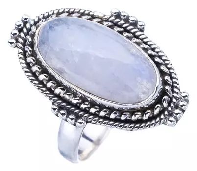 StarGems® Natural Moonstone Handmade 925 Sterling Silver Ring 7.75 F0798
