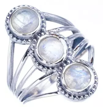 StarGems® Natural Moonstone Handmade 925 Sterling Silver Ring 7.75 F2754
