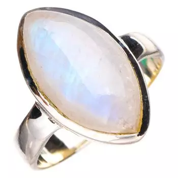 StarGems Natural Moonstone Handmade 925 Sterling Silver Ring 6.75 E8991
