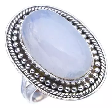 StarGems® Natural Moonstone Handmade 925 Sterling Silver Ring 6.75 F2731