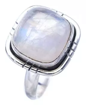 StarGems® Natural Moonstone Handmade 925 Sterling Silver Ring 4.75 F0647