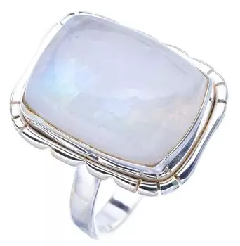 StarGems® Natural Moonstone Handmade 925 Sterling Silver Ring 7 F0762
