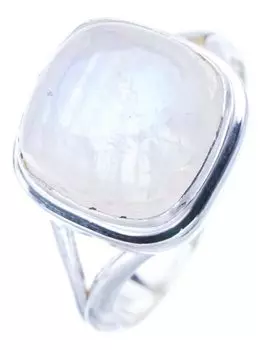 StarGems® Natural Moonstone Handmade 925 Sterling Silver Ring 5.25 F0674