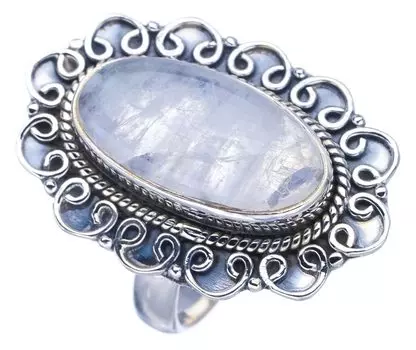 StarGems® Natural Moonstone Handmade 925 Sterling Silver Ring 6.75 F2562
