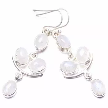 StarGems Natural Moonstone Handmade Unique 925 Sterling Silver Earrings 2 Y3708
