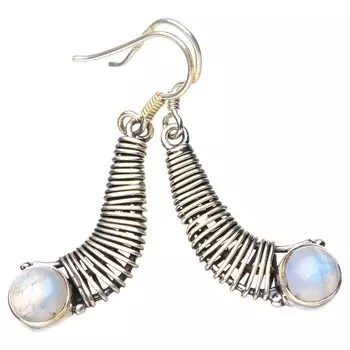 StarGems® Natural Moonstone Winding Handmade 925 Sterling Silver Earrings 1.75 E5639