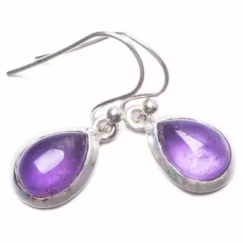 STARGEMS Натуральный аметист, уникальные серьги ручной работы из стерлингового серебра 925 пробы, 1 дюйм Y3577