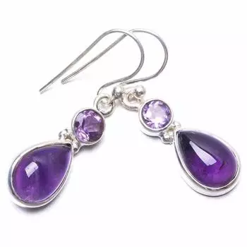STARGEMS Натуральный аметист, уникальные серьги ручной работы из стерлингового серебра 925 пробы 1,25 дюйма Y3649
