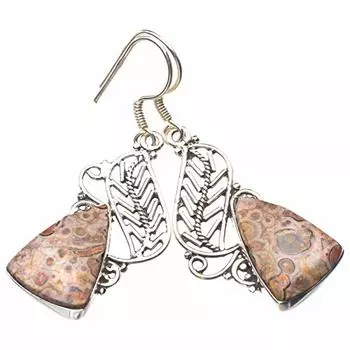 StarGems® Natural Ocean Japser Handmade 925 Sterling Silver Earrings 2 E1682