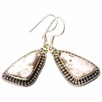 StarGems® Natural Ocean Jasper Handmade 925 Sterling Silver Earrings 1.75 D7592