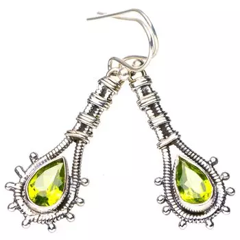 StarGems® Natural Peridot Handmade 925 Sterling Silver Earrings 1.75 E6119