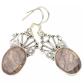StarGems® Natural Picture Jasper Crown Handmade 925 Sterling Silver Earrings 1.75 E5959