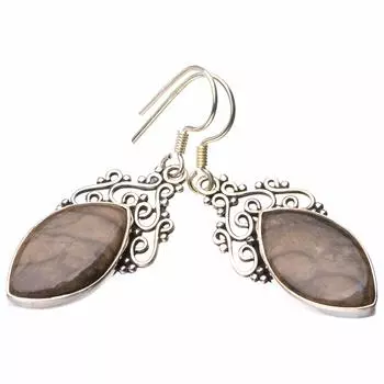 StarGems® Natural Picture Jasper Handmade 925 Sterling Silver Earrings 1.75 D7364