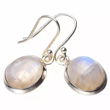 STARGEMS ® Серьги ручной работы из стерлингового серебра 925 пробы с натуральным радужным лунным камнем 1,25 дюйма D7383
