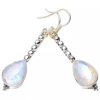 StarGems® Natural Rainbow Moonstone Handmade 925 Sterling Silver Earrings 2 E5490