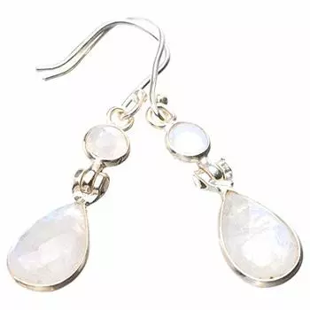 StarGems® Natural Rainbow Moonstone Handmade 925 Sterling Silver Earrings 2 E1471