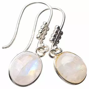 STARGEMS ® Серьги ручной работы из стерлингового серебра 925 пробы с натуральным радужным лунным камнем 1,5 дюйма E0824
