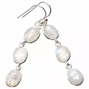 StarGems® Natural Rainbow Moonstone Handmade 925 Sterling Silver Earrings 2 E0706