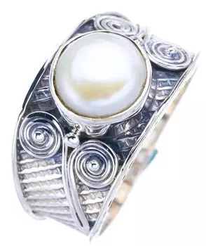 StarGems® Natural River Pearl Handmade 925 Sterling Silver Ring 8.5 F2095